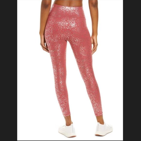 Sweaty Betty Goddess 7/8 Leggings Red Terrazzo Foil Print L - Picture 2 of 7